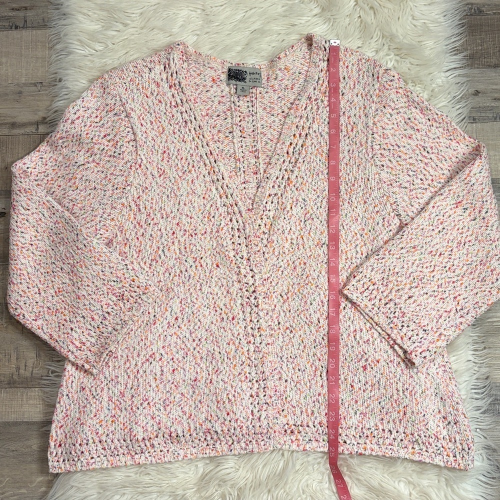 Habitat cotton blend cardigan sweater open front speckled multi color XL - Picture 7 of 7